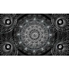 Fototapete von einem silbernen Mandala, in einem abstrakten und künstlerischen Design.