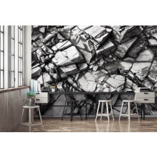 Eine Fototapete mit silbernen Felsen und Steinen für das Büro.