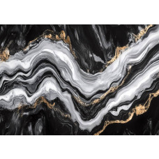 Fotobehang met diepzwart marmer en verfijnde gouden accenten voor een chique en moderne look.
