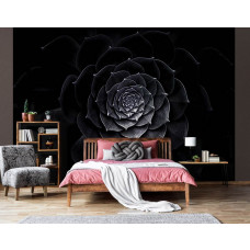 Fototapete mit schwarzer Blumenmalerei für Schlafzimmer und Wohnzimmer.