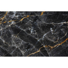 Fototapete mit einer stilvollen schwarzen Marmorwand mit subtilen weißen Adern, die ein elegantes und luxuriöses Aussehen verleiht.