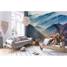 Ein Fototapete mit einer bezaubernden Aussicht auf den Schwarzwald, geeignet für ein Wohnzimmer.