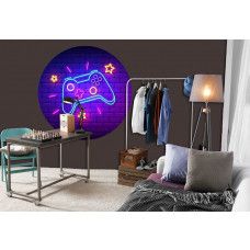 Ein Tapetenkreis mit verspielten Elementen, entworfen für ein Kinderzimmer.