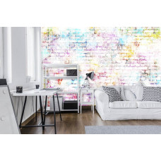 Fototapete einer Graffiti-Wand mit Ziegeln und Wandmalerei im Spielzimmer.