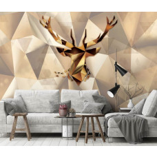 Eine Hirsch-Fototapete im abstrakten Kunststil für das Wohnzimmer.