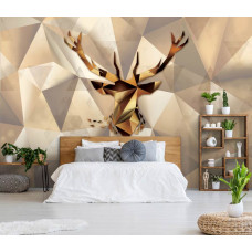 Eine Hirsch-Fototapete im abstrakten Kunststil für das Schlafzimmer.