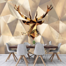 Eine Hirsch-Fototapete im abstrakten Kunststil für das Wohnzimmer.