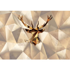Hirsch-Fototapete im abstrakten Kunststil, Natur und Moderne kombiniert.