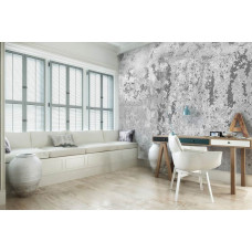 Eine industrielle Fototapete mit Beton für das Wohnzimmer.