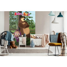 Eine Kindertapete von Mascha und dem Bären für das Babyzimmer.