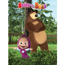 Kindertapete von Mascha und dem Bären, fröhlich und geeignet für Babyzimmer.