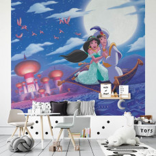 Eine Fototapete von Disneys Aladdin und Jasmin in einer magischen Szene.