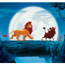 König der Löwen Hakuna Matata Fototapete mit Simba und Freunden, perfekt für ein fröhliches Kinderzimmer.