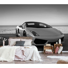 Eine Fototapete mit einem Lamborghini für das Schlafzimmer.