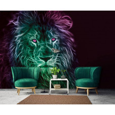 Eine Fototapete mit abstrakter Löwenkunst für Wohnzimmer.