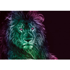 Löwentapete mit abstrakter Kunst, kraftvoll und detailliert.