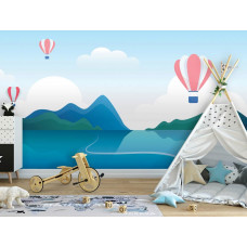 Fototapete mit Heißluftballons für Kinderzimmer und Babyzimmer.