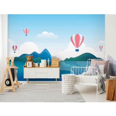 Fototapete mit Heißluftballons für Kinderzimmer und Jungenzimmer.