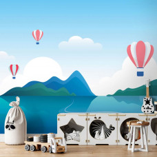 Fototapete mit Heißluftballons für Kinderzimmer und Spielzimmer.