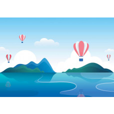 Fototapete mit Heißluftballons, bunt und verspielt für Kinderzimmer.