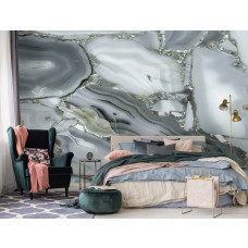 Eine moderne Tapete mit Marmor und Stein in einem industriellen Design, ideal für ein Schlafzimmer.