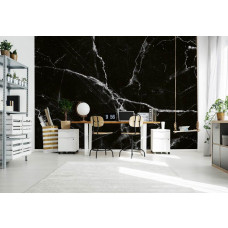 Eine Fototapete mit abstrakten Marmormustern in einem modernen Industriedesign, ideal für ein Schlafzimmer.