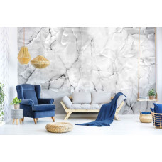 Eine Vliestapete mit einer Kombination aus Marmor- und Industriedesign, ideal für ein Wohnzimmer.