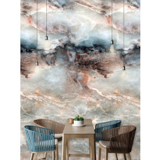 Eine Fototapete in eleganter Marmoroptik und industriellem Design, perfekt für ein Schlafzimmer.