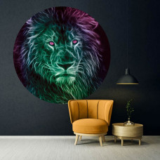 Tapetenkreis mit künstlerischem Löwen für das Wohnzimmer.