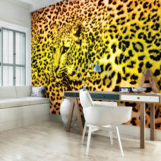 Eine Pantherdrucktapete mit Gepard und Gepard für das Büro.