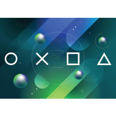 Eine Fototapete mit PlayStation-Controller, ideal für ein modernes Gaming-Zimmer.