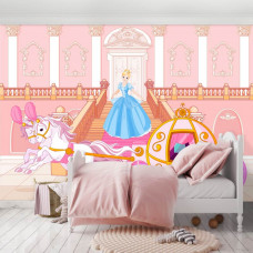 Fototapete eines Mädchens auf einem Ball in einem Märchen für das Kinderzimmer und das Zimmer der Mädchen.