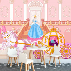 Fototapete eines Mädchens auf einem Ball in einem Märchen für das Kinderzimmer.