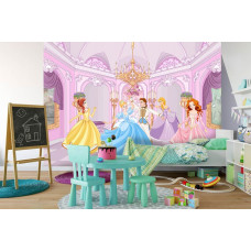 Eine Fototapete mit einem Prinzessinnenschloss und einem tanzenden Märchen für das Kinderzimmer.