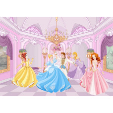 Fototapete mit einer tanzenden Prinzessin in einem Schloss, märchenhaft und elegant.