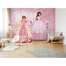 Eine Fototapete mit einem Märchenschloss für einen Prinzessinnenball im Kinderzimmer.