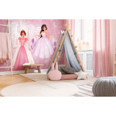 Eine Fototapete mit einem Märchenschloss für einen Prinzessinnenball im Kinderzimmer und Spielzimmer.