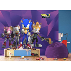 eine Fototapete mit Sonic Prime im Jungenzimmer, wo der coole Look von Sonic und seinen Freunden eine dynamische und actiongeladene Kulisse schafft.