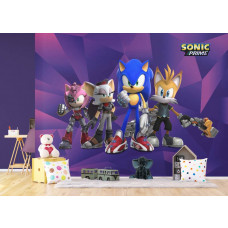 eine Fototapete mit Sonic Prime im Kinderzimmer, wo Sonics blitzschnelle Abenteuer und das farbenfrohe Design eine spielerische und fröhliche Atmosphäre schaffen.