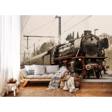 Fototapete einer Dampflokomotive für das Wohnzimmer.