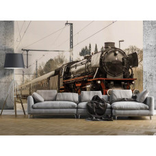 Fototapete einer Dampflokomotive für das Wohnzimmer.