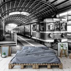 Fototapete Bahnhof mit U-Bahn für das Schlafzimmer.
