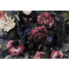 Vintage-Fototapete mit Blumen im Malstil, klassische Atmosphäre.