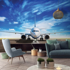 Flugzeug-Fototapete für das Wohnzimmer.