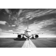 Schwarz-Weiß-Fototapete eines Flugzeugs, stilvoll und zeitlos.