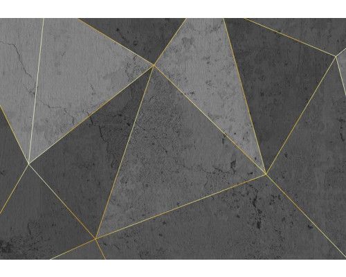 3D-Fototapete mit goldenen Linien und marmorierten Dreiecken, modernes Design.