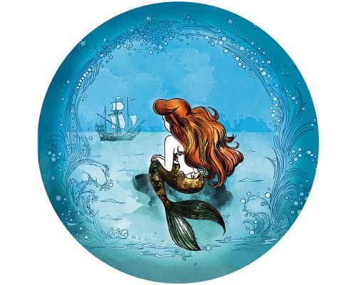 Tapetenkreis von Ariel, die in ihrer Unterwasserwelt träumt, mit Fischen und magischen Algenfeldern.