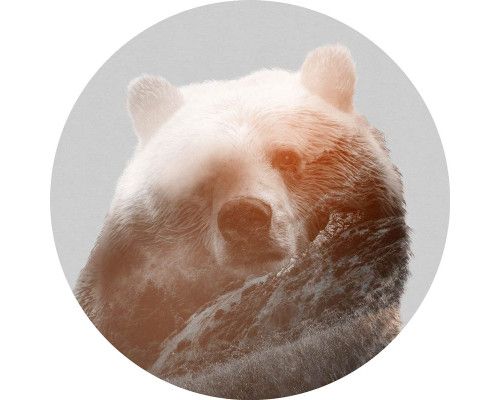 Tapetenkreis mit einer detaillierten Abbildung eines Bären.