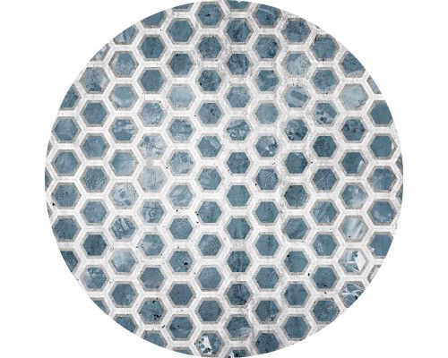 3D-effect zeshoeken in hexagon-stijl, afgebeeld op een behangcirkel.