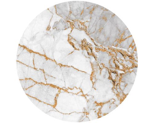 Luxuriöse Marmortapete Kreis mit weißen und goldenen Linien für einen industriellen Effekt.